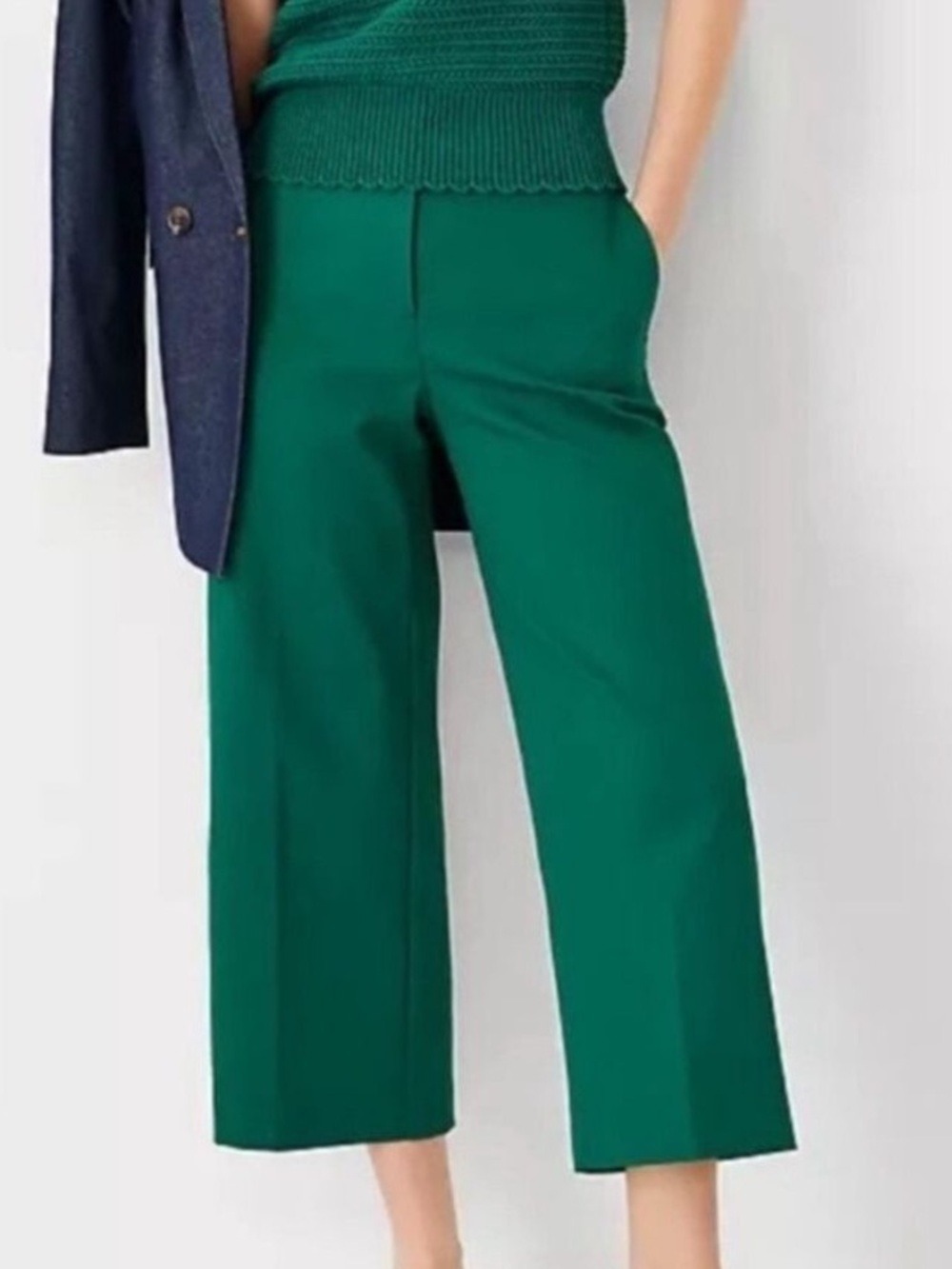 Ann Taylor the Marina Green Cropped Pants 2 Petite